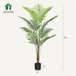 Kunstpflanze Palmen 150 cm Plastik Künstliche Pflanze Groß Areca Palme im Topf Wohnzimmer Balkon Schlafzimmer Grün Deko (2 Pack)