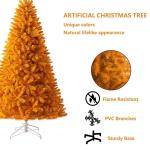 Kunstkerstboom, onverlichte oranje kerstboom, realistische kunstkerstboom, opvouwbare standaard, geschikt voor feestdecoratie, kunstkerstboom, 210 cm