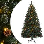 150 cm künstliche Weihnachtsbaum mit 150 LEDs Lichterkette Beleuchtung Tannenbaum Weihnachtsdeko Christbaum Kunstbaum Weihnachten Mit weißem Schnee PVC Stahl,Klappdesign Grün un