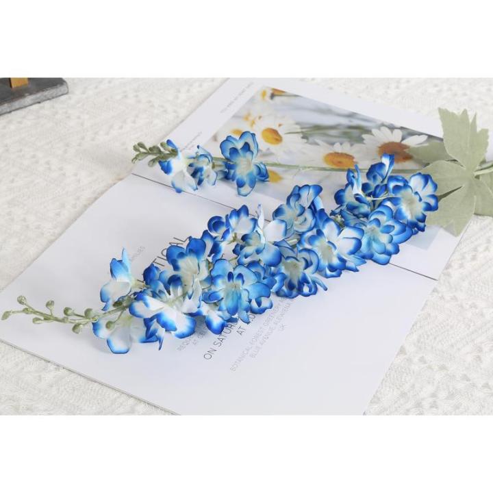 Delphinium 6 stuks zijden bloemen ridderspoor 85 cm lange steel bloemen voor thuis bruiloft kantoor arrangement decoratie (gradiënt blauw)