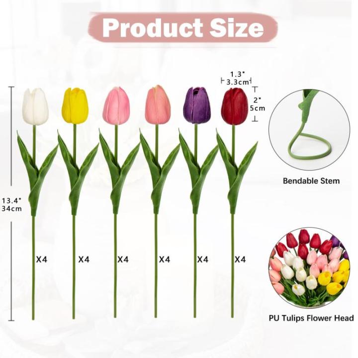 24 stuks tulpen kunstbloemen echte touch latex tulp bloemen decoratie kunstplant lengte 34 cm voor thuis kamer bruiloftsboeket party bloemstuk
