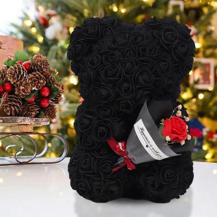 Valentijnsdag rozenbeer cadeau voor haar rozenbeer schattige teddybeer, kunstrozenbeer met rozenboeket, romantische rozen teddybeer cadeau voor Kerstmis
