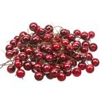 Künstliche Holly Beeren, 100 Stück Mini 10 mm Gefälschte Beeren Dekor auf Draht für Weihnachtsbaum Dekoration Blumenkranz DIY Handwerk Verwenden (Weinrot)