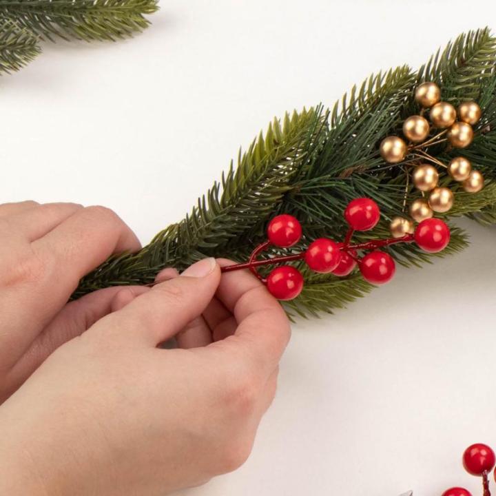 25 x decoratieve takken, decoratieve kleine takken met bessen, decoratieve takken als tafeldecoratie, knutselaccessoires voor doe-het-zelfwerkzaamheden (25 stuks, enkele rode besse