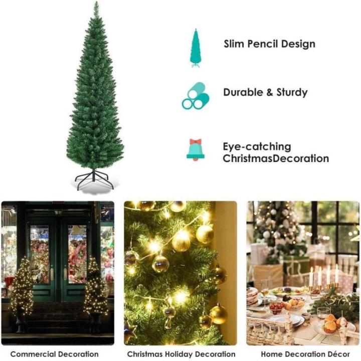 Weihnachtsbaum künstlicher Baum, Grüner Bleistift Schlanker Weihnachtsbaum(8FT/2.4M)