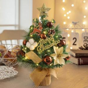 Kleiner Weihnachtsbaum mit Beleuchtung Mini Weihnachtsbaum Klein Geschmückt LED Tisch Tannenbaum Künstlich Klein mit Lichterkette Weihnachtsbäume mit Weihnachtsdeko DIY Tischdek
