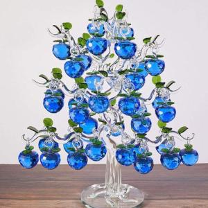Mooie glaskristallen appels boom met 36 ​​​ stuks appels Fengshui handwerk Chirstmas boom hangende versiering huiswarming geschenken rouge_18 hangt 40 mm appel