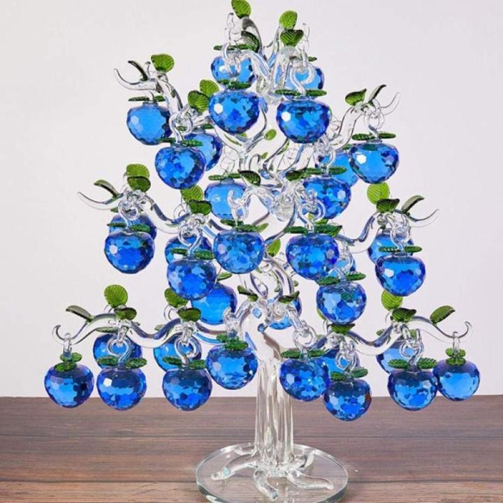 Mooie glaskristallen appels boom met 36 ​​​ stuks appels Fengshui handwerk Chirstmas boom hangende versiering huiswarming geschenken rouge_18 hangt 40 mm appel