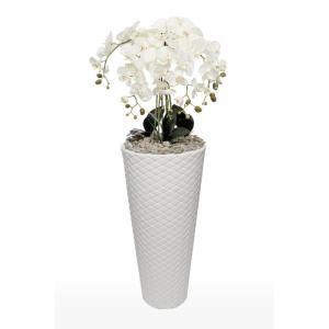 Kunstorchideeën vlinder in decoratie hoge pot kunstplant zeer groot XXL 140 cm als echt (witte knoppen)