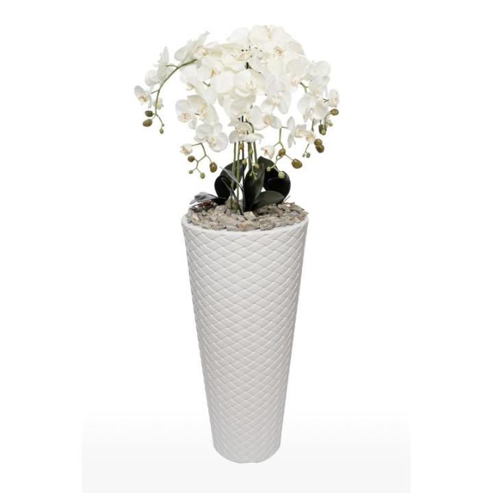 Kunstorchideeën vlinder in decoratie hoge pot kunstplant zeer groot XXL 140 cm als echt (witte knoppen)