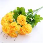 Kunstblumen Künstliche Pompon-Chrysantheme Kunstblumen Innen Gelb Seidenblumen Dekoration für Hausgarten Party