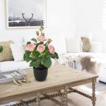 Kunstbloemen, rozenstruik, , kunstrozen in pot, rozenstruik, decoratie, woonkamer, balkon, terras, tuin, bruiloft