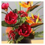 Kunstblumen Künstliche Blumen in Vase – Simuliertes Pflanzenarrangement für Wohnzimmer, Büros und Heimdekoration, lebensecht, pflegeleicht für jeden Anlass