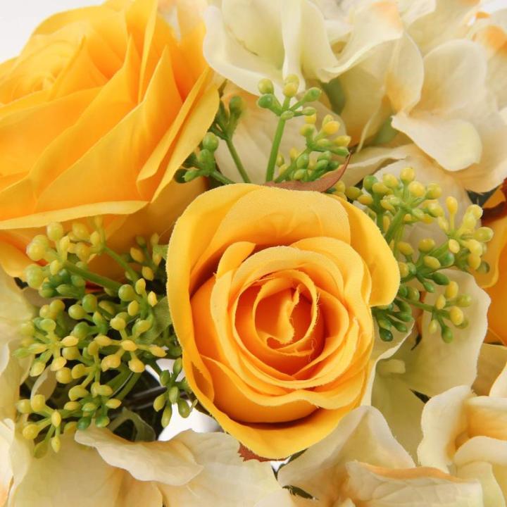 Kunstbloemen kunstboeket kunstplant bloemstukken set van 2 hortensia rozenboeket hoogte 30 cm decoratieve plant voor arrangementen feestdag tafel of bruiloft
