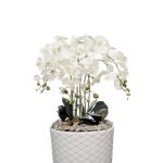 Kunstorchideeën vlinder in decoratie hoge pot kunstplant zeer groot XXL 140 cm als echt (witte knoppen)
