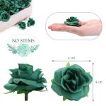 Kunstbloemkoppen, 50 stuks, kunstbloemen, rozen, voor bruiloft, feest, decoratie, doe-het-zelf (diameter 4 cm, groen)