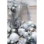 Kerstboomversiering - zilver - 60-delig - set incl. boompunt, ballen, parelketting, slinger en sterren - kunststof