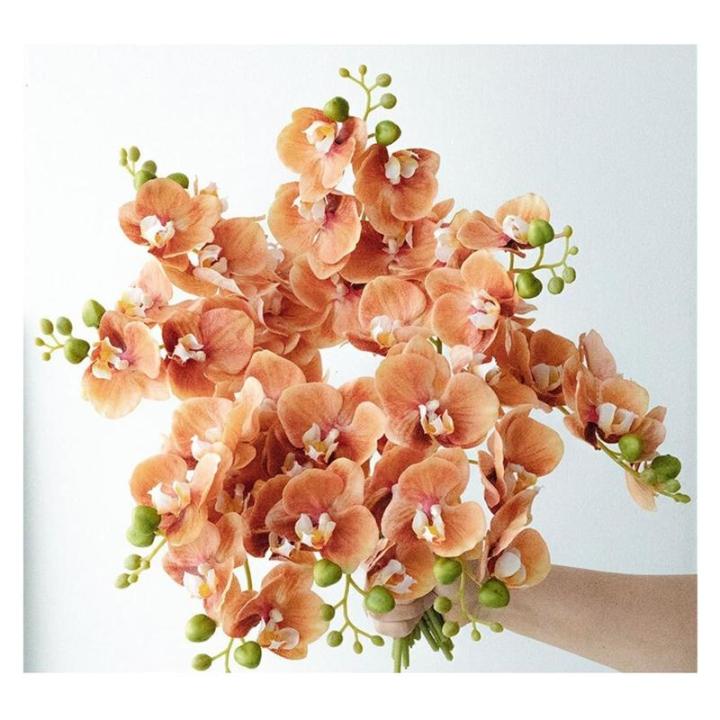 Kunstblumen Leichte, luxuriöse Kunstblumen in Einer Glasvase – orangefarbener künstlicher Blumenstrauß für Klassische chinesische Wohnzimmer-Tischdekoration für jeden Anlass