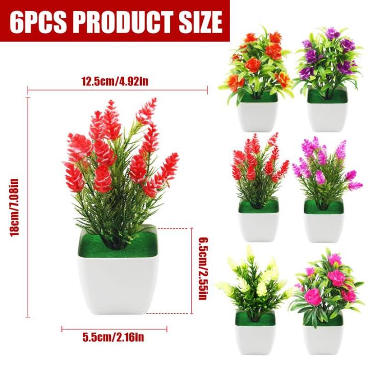 6 stuks kunstplanten in potten 17,08 cm hoge kunstmatige mini ingemaakte bloemen nepplanten voor thuiskantoor restaurant outdoor indoor deco