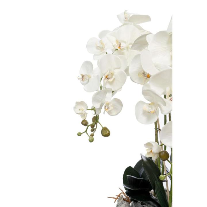 Kunstorchideeën vlinder in decoratie hoge pot kunstplant zeer groot XXL 140 cm als echt (witte knoppen)