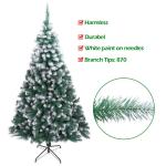 2,13 m Langer, mit weißem Schnee bestäubter Weihnachtsbaum, künstlicher Weihnachtsbaum mit 870 Zweigen und Schneespitze und faltbarem Metallständer, weißer künstlicher Weihna
