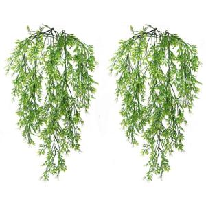 , 2 stuks, kunstklimopslinger, 80 cm, voor binnen en buiten, kunstbloemen voor muur en tuin (groen)