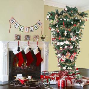 Weihnachtsbaum, 2,13 m, umgedrehter künstlicher Weihnachtsbaum mit Metallständer, grüner künstlicher Kiefernbaum, 1100 Spitzen, Weihnachtsbaum für drinnen und draußen, Weihna