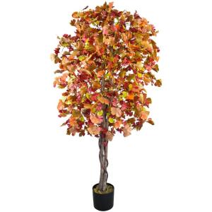 Ginkgo Ginkgoboom kunstplant kunstboom kunstplant met echt hout bruine bladeren 180 cm