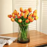 30 stuks kunstmatige tulpen bloemen nep tulpen boeket real touch bloemen voor decoratie (geel)