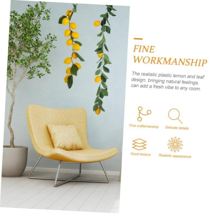 8 STK Simulation Zitronenrattan grüne Girlandenhochzeit Herbstdeko für zu Hause kunstplflanze Artificial Plant Dekor Eukalyptusgirlande Zitronengirlande Sommerdeko Plastik Yellow