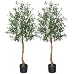 Kunstmatige olijfboom plant 120 cm nep vormgesneden zijden boom, perfecte in pot voor binnen en buiten