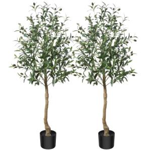 Kunstmatige olijfboom plant 120 cm nep vormgesneden zijden boom, perfecte in pot voor binnen en buiten
