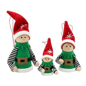 Vilt- / textiel kerstkabouter/kerstmanhulp als boomhanger/hanger in 3-delige set, afmetingen tussen 5 en 12 cm.