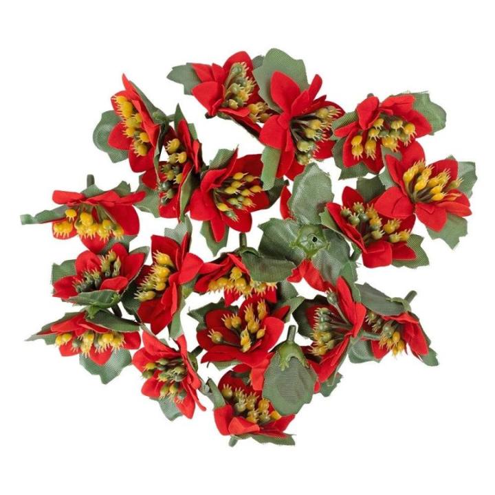 Decoratieve bloemen, , bloemen, verschillende soorten, ca. diameter 8 cm (kerstster 2 - rood - 20 stuks)