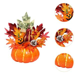 Halloween-Kürbisse, Ahornblätter, Ornament, Herbsternte, Dekor, neuartiges dekoratives Handwerk, Esstisch-Mittelstück für Geschäft und Büro, Style I