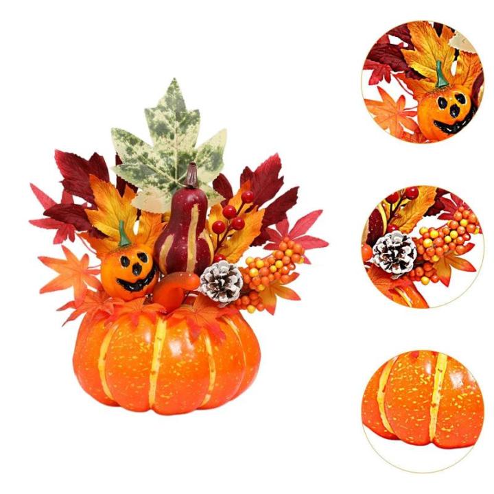 Halloween-Kürbisse, Ahornblätter, Ornament, Herbsternte, Dekor, neuartiges dekoratives Handwerk, Esstisch-Mittelstück für Geschäft und Büro, Style I