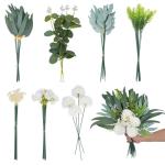 Kunstbloemen, , bloemen, 59 stuks, eucalyptus, hortensia, zijdebloemen als echte bloemstukken, tafel, kernstuk voor doe-het-zelf decoratie, woonkamer, slaapkamer,