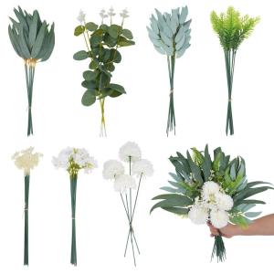 Kunstbloemen, , bloemen, 59 stuks, eucalyptus, hortensia, zijdebloemen als echte bloemstukken, tafel, kernstuk voor doe-het-zelf decoratie, woonkamer, slaapkamer,