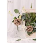 Kunstbloemen, 50 stuks, kunstbloemen, perfect voor doe-het-zelf bruiloft, boeketten, middenstukken, verjaardagsfeest, thuis, bloemstuk, decoraties, lichtbruin