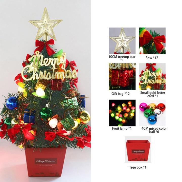 Mini Weihnachtsbaum 50CM Kleiner Weihnachtsbaum mit Beleuchtung, Weihnachten Deko Christbaum mit LED Lichterkette und Weihnachtskugel, Künstliche Weihnachtsbäume Geschmückt für