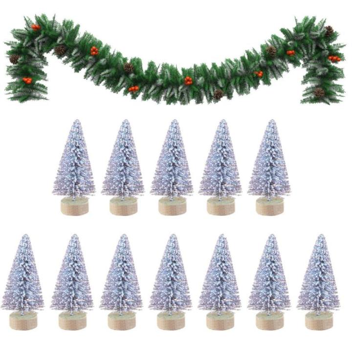 12 Stück Weihnachtsbaum Klein, Weihnachtsbaum Deko Künstlich Klein Bereifte Zeder, Winterschmuck, Tisch Modell Bäume, Kleine Sisalbäume Für Weiße Weihnachts Dekoration