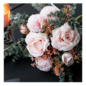 Kunstblumen Künstliche Blumensträuße für den Innenbereich – Simulationsblumen aus Seide in Einer Glasvase für Tisch- und Wohnzimmerdekoration, künstliche Pflanzen für jede