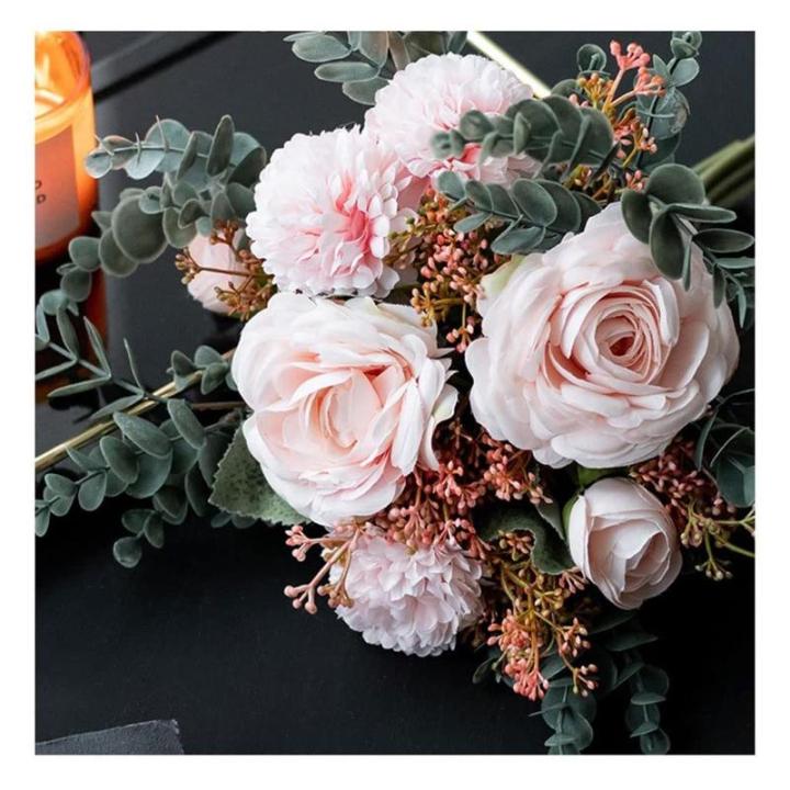 Kunstblumen Künstliche Blumensträuße für den Innenbereich – Simulationsblumen aus Seide in Einer Glasvase für Tisch- und Wohnzimmerdekoration, künstliche Pflanzen für jede