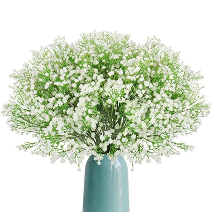 12 stuks Gypsophila kunstmatige bloemen, nep baby adem Gypsophila bloemen boeketten, nep bloemen voor DIY bruiloft boeket partij tafelstukken bloemstukken en Home Decor