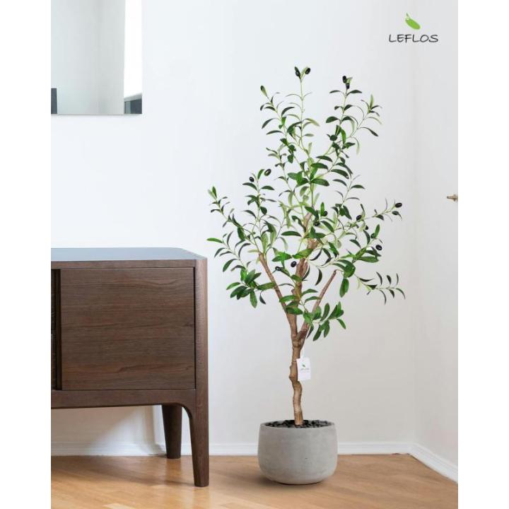 120cm künstliche Olivenbäume, nur für den Innenbereich mit lebendigem Stamm, verstellbarem Zweig und prallen Oliven, deko für Büro, Laden, Wohnung und Party