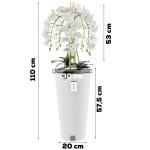 Künstliche Orchidee Kaskaden Blumenstrauß Creme und Rosa im Topf Weiß H 110 cm Heimbüro Dekoration, Kunstpflanze Orchidee, Kunstblume, Künstliche Orchidee im Topf
