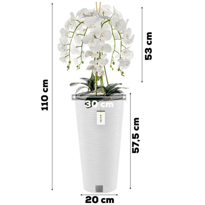 Künstliche Orchidee Kaskaden Blumenstrauß Creme und Rosa im Topf Weiß H 110 cm Heimbüro Dekoration, Kunstpflanze Orchidee, Kunstblume, Künstliche Orchidee im Topf