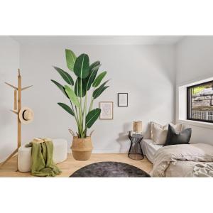 Kunstplant, kunstboom, kunstplant, decoratieve bananenplant in zwarte pot, groot en zeer realistisch, groen (180 cm)