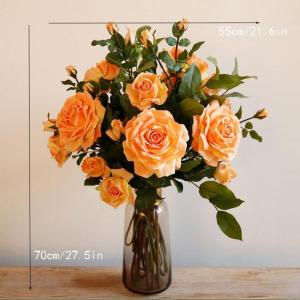 Kunstblumen Künstliches Rosenblumen-Set – lebensechte Kunstblumen in eleganten Vasen für Wohnzimmer-, Hochzeits- und Bürodekoration für jeden Anlass