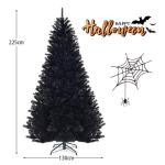 Kunstkerstboom, 180 cm/225 cm, zwart, dennenboom met metalen standaard, kerstboom, pvc-punten, ideaal voor thuis, kantoor, winkels en hotels (225 cm)